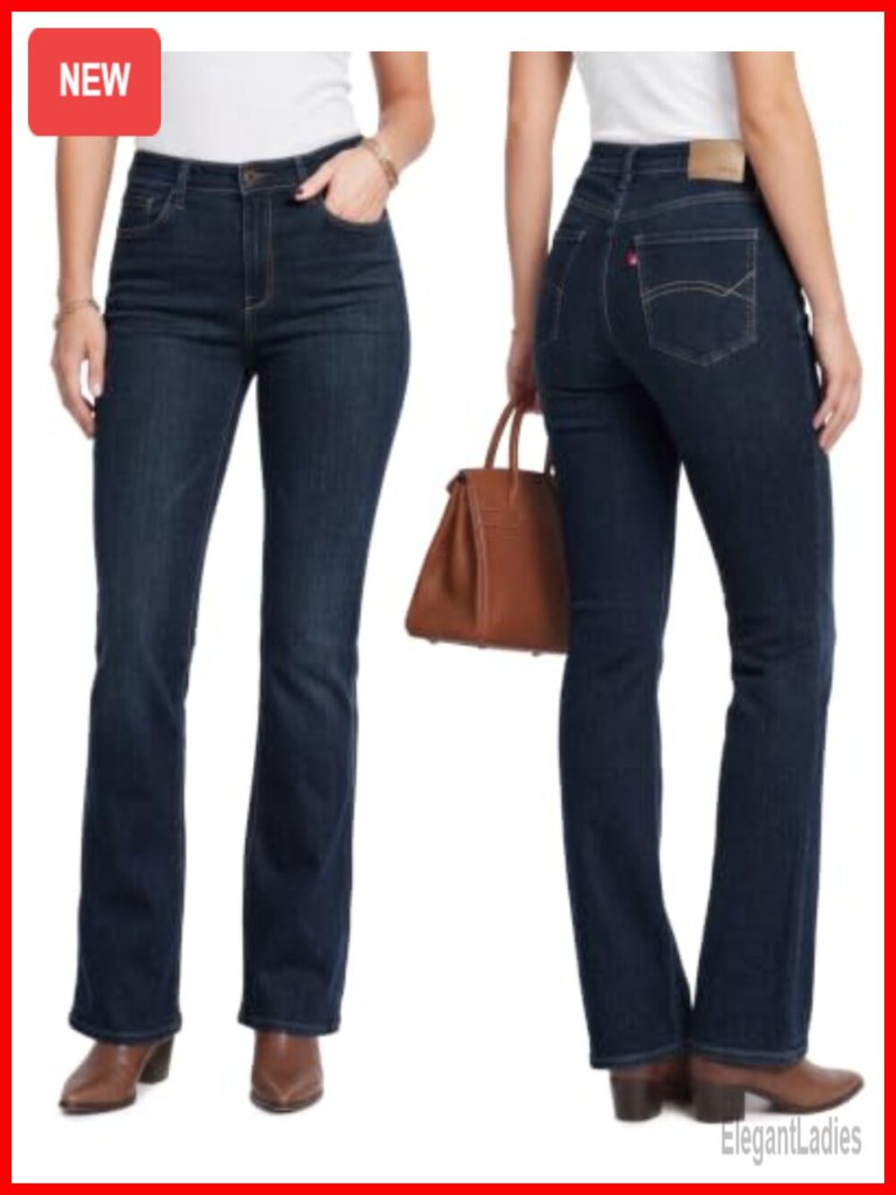 Women's Bootcut Jeans Mid Rise Regular Fit Stretch Denim 32" Inseam